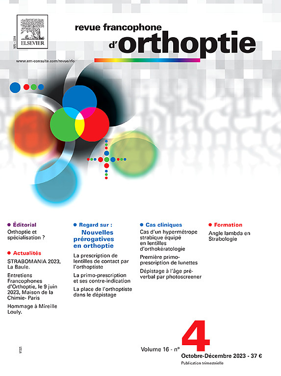 Go to journal home page - Revue Francophone d'Orthoptie